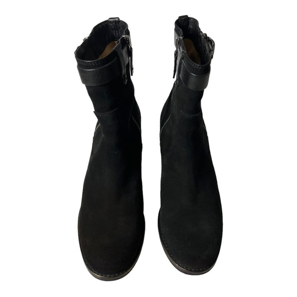 Trask Madison Black Suede Lug Sole Block Heel Booties Women’s 11 - Picture 3 of 12